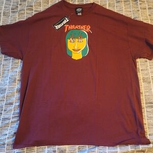 Thrasher Burgundy Tee with Graphic Print